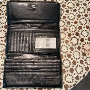 Steve Madden checkbook/Wallet. 7 1/2” x 4 1/4” Black with faux alligator trim